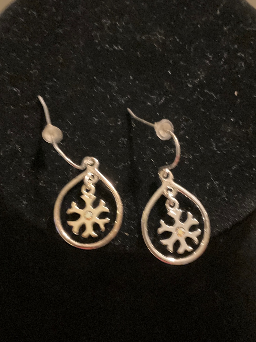 Target Silver Teardrop Earrings with Snowflake Charms - Picture 2 of 4